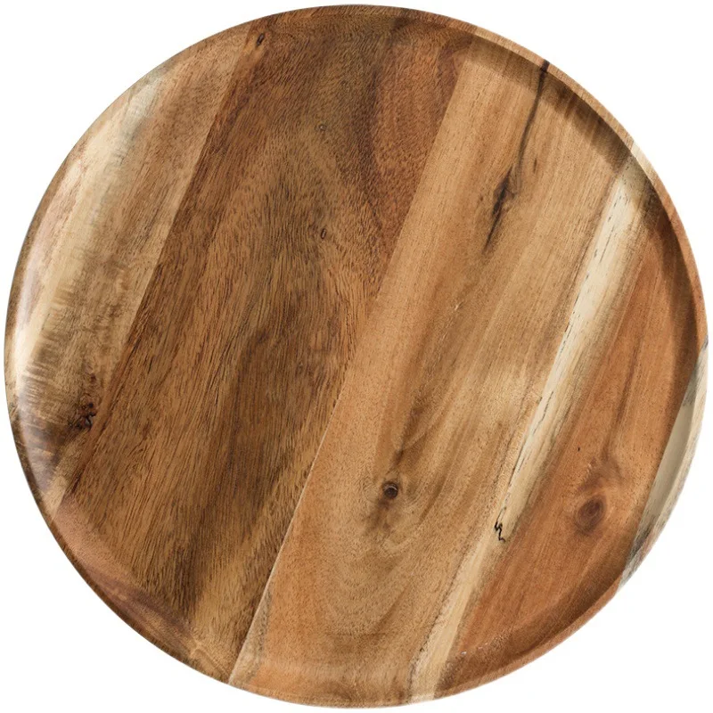 15/20/25 cm Holz Runde Servierplatte Tablett Retro Holz Pizza Salatteller Obst Dessert Brot Kuchen Behälter Snacks Gericht: Silber