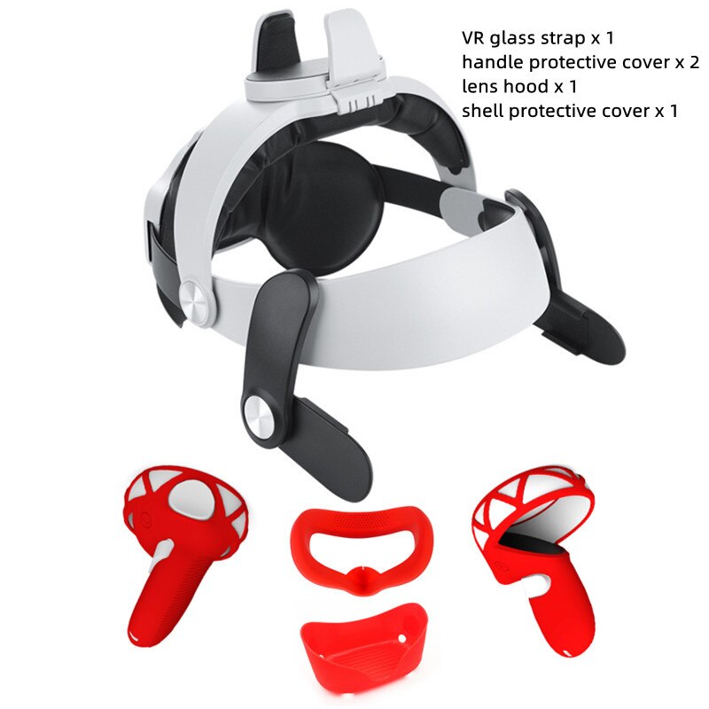 VR Protective Cover Set For Oculus Quest 2 Touch Handle Cover Strap For Oculus Quest 2 Accessories Face Pad Silicone Case: red