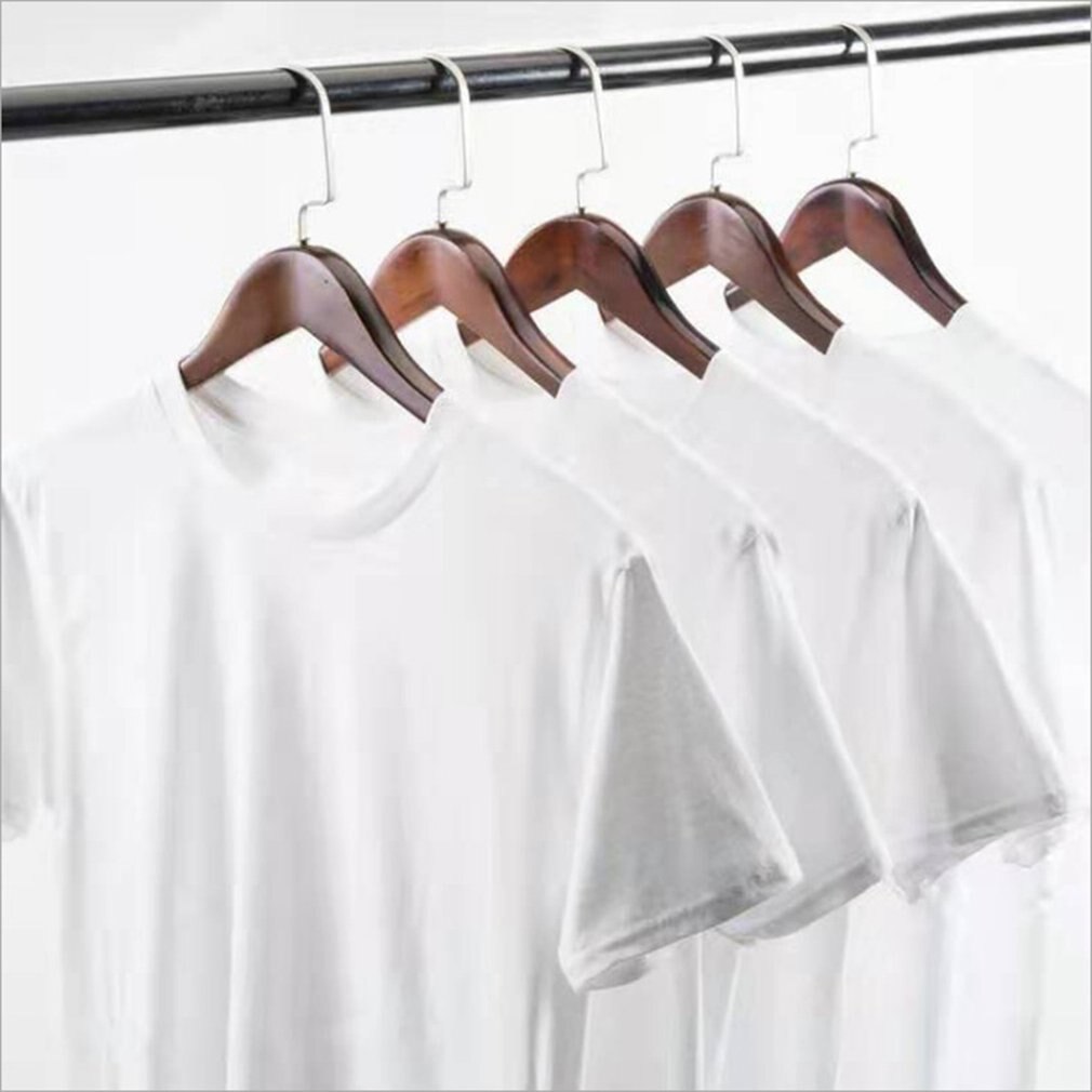 Camiseta clásica blanca pura de verano para hombre, camiseta de manga corta de algodón y poliéster con cuello redondo, tendencia de veraniega