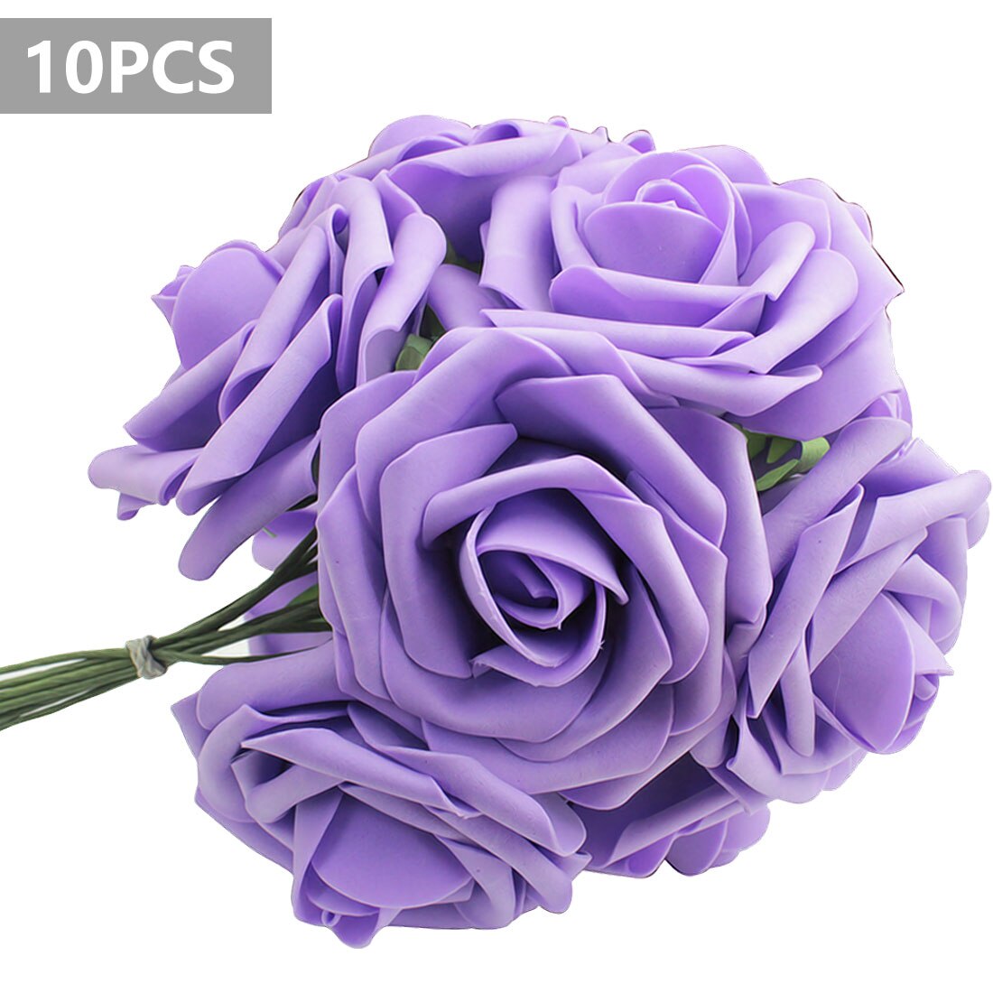 10 Heads 7CM Artificial Rose Flowers Wedding Bride Bouquet PE Foam DIY Home Decor Rose Flowers Wedding Decoration 11 Colors: Purple