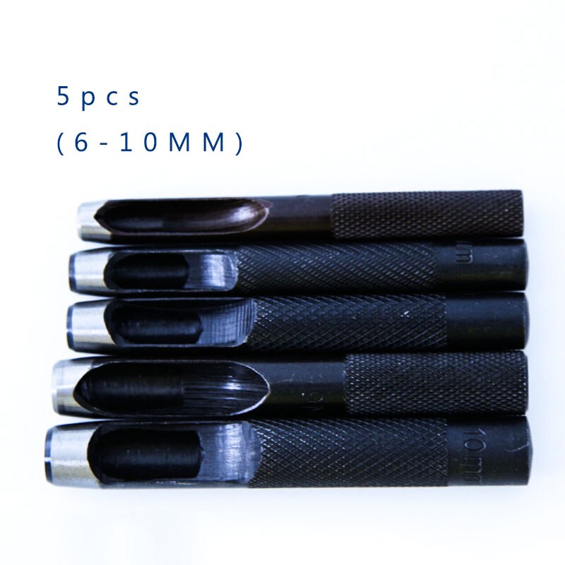 Ronde Holle Punch Set 10Pcs Leather Craft Punch Tool Hollow Hole Punch Cutter Tool Voor Horloge Bands Riemen Canvas papier (1-10Mm): 6-10MM