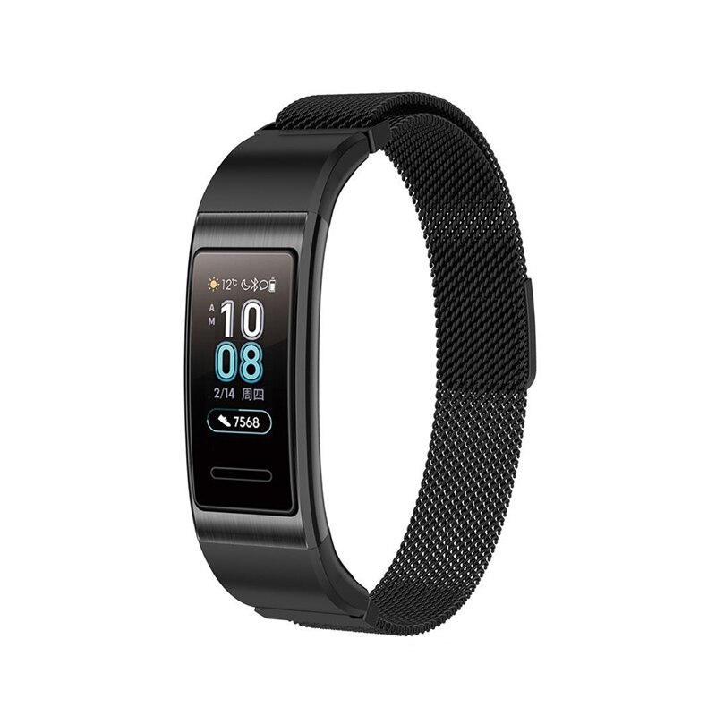 Bracelet connecté Huawei Band 4 Pro TER-B29S /band 3 Pro, Bracelet magnétique milanais, en acier inoxydable: Black