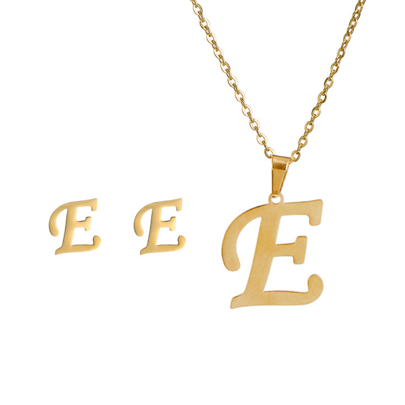 Edelstahl A-Z Alphabet Initial Halskette 26 Englisch Buchstaben Ohrringe Halskette Für Frauen einstellen Personalisieren Schmuck