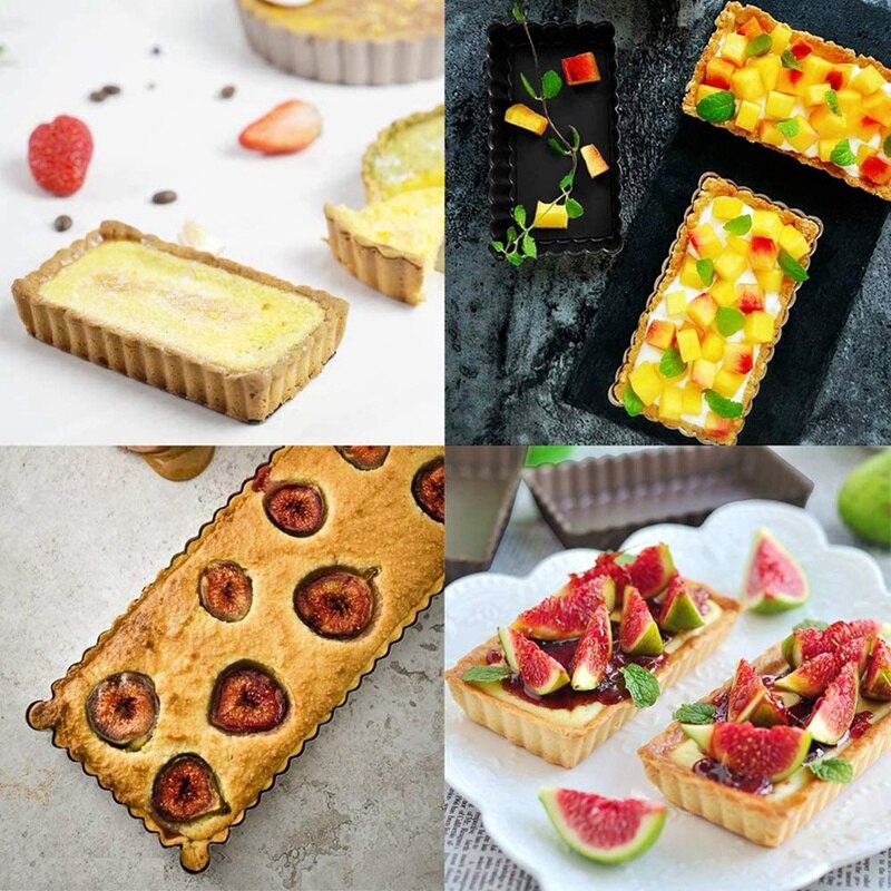 ! Mini Tart Pan Square 4 Inch With Removable Bottom Quiche Pan Nonstick Quiche Pie Pan 6 Pack For Baking Quiche Cake