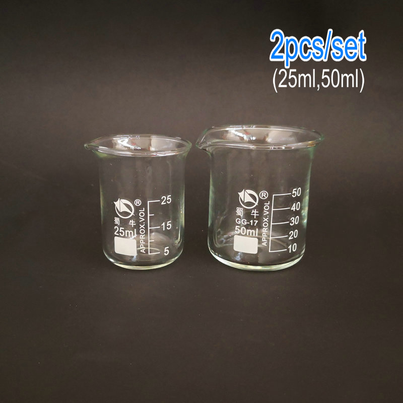 1set (25ml, 50ml) Borosilicate Glass Beaker heat-resist Labware Beaker Laboratory Equipment