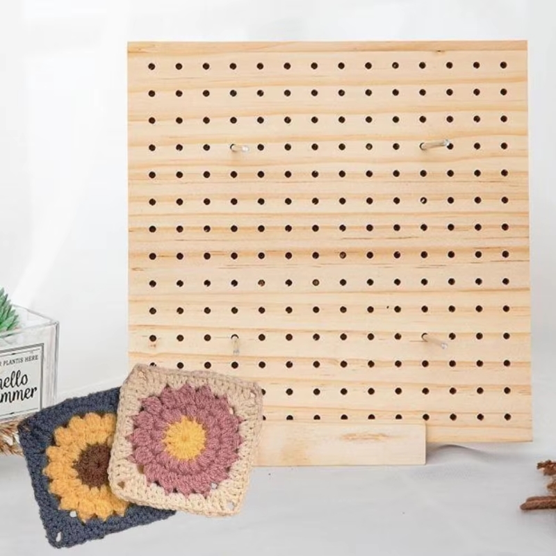 DIY Crochet Blocking Boards Square Wooden Knitting Board with Stainless Steel Rod Weave Accessory Knitting Blocking Mat
