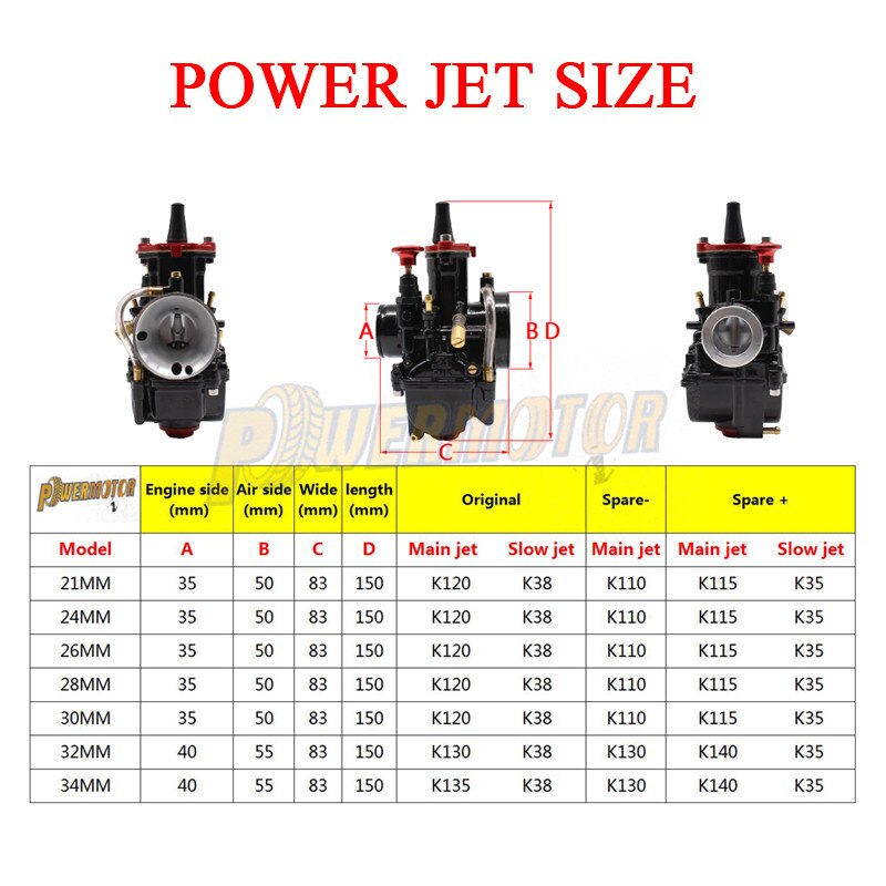 Mikuni-piezas de carburador PWK para motocicleta, 21, 24, 26, 28, 30, 32 y 34mm, piezas de carburador con Power Jet Dirt Bike ATV