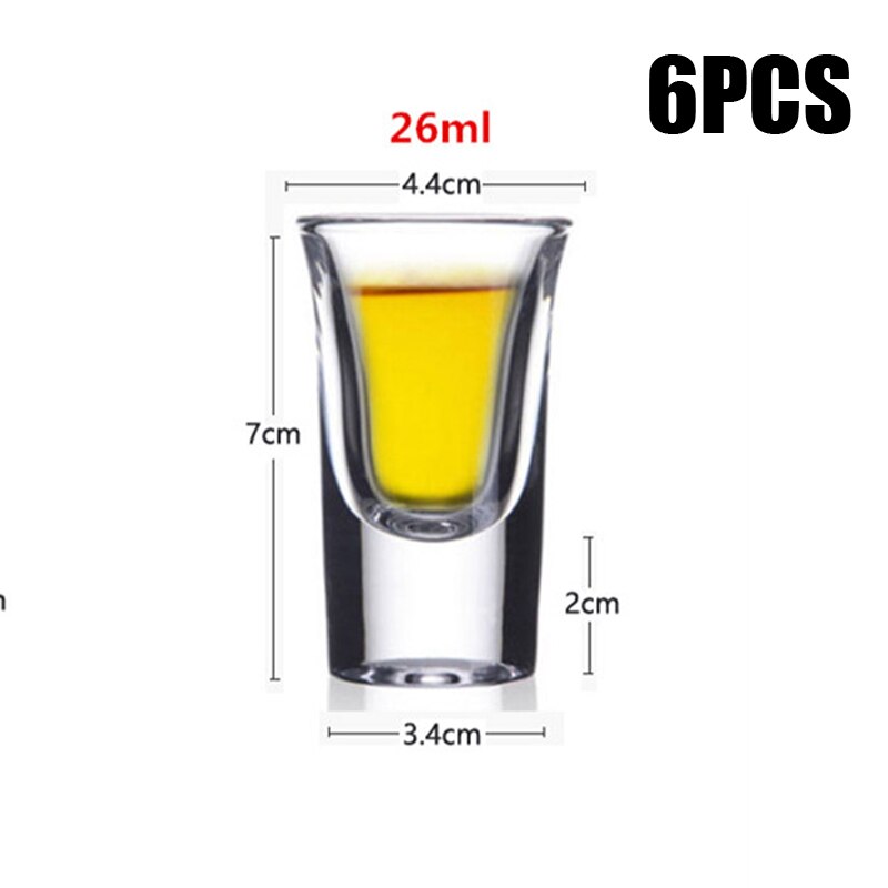 6 st genomskinligt snapsglas kopp glas hög sprit vitvin glas kopp fest dricka tjock botten kopp hushåll: 26ml
