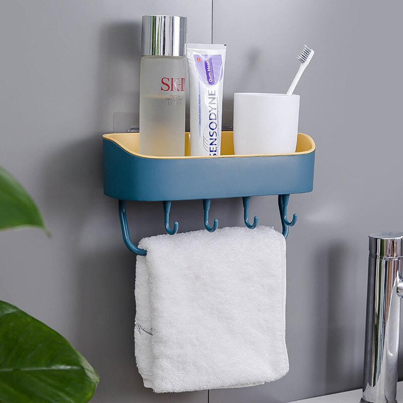 4 farver sugekop hjørne bruser hylde badeværelse organisator shampoo bruser hylde holder køkken badeværelse opbevaring: B