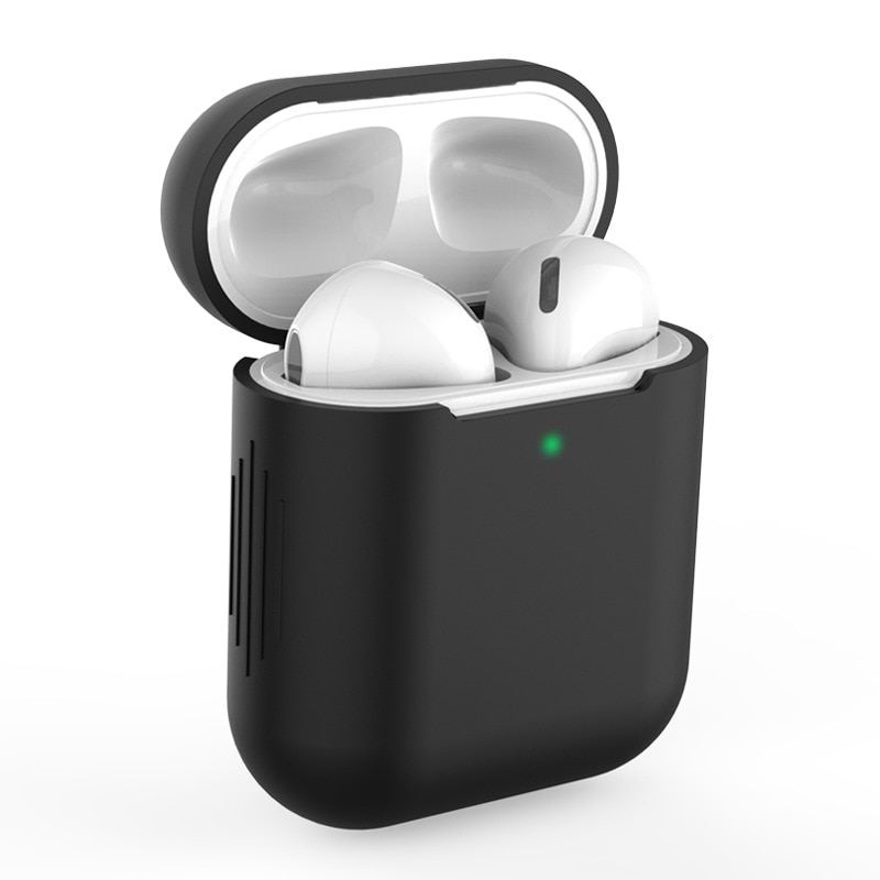 Mini Soft Silicone Case For Apple Airpods Shockproof Cover For Apple AirPods Earphone Cases for Air Pods Protector Case: Black