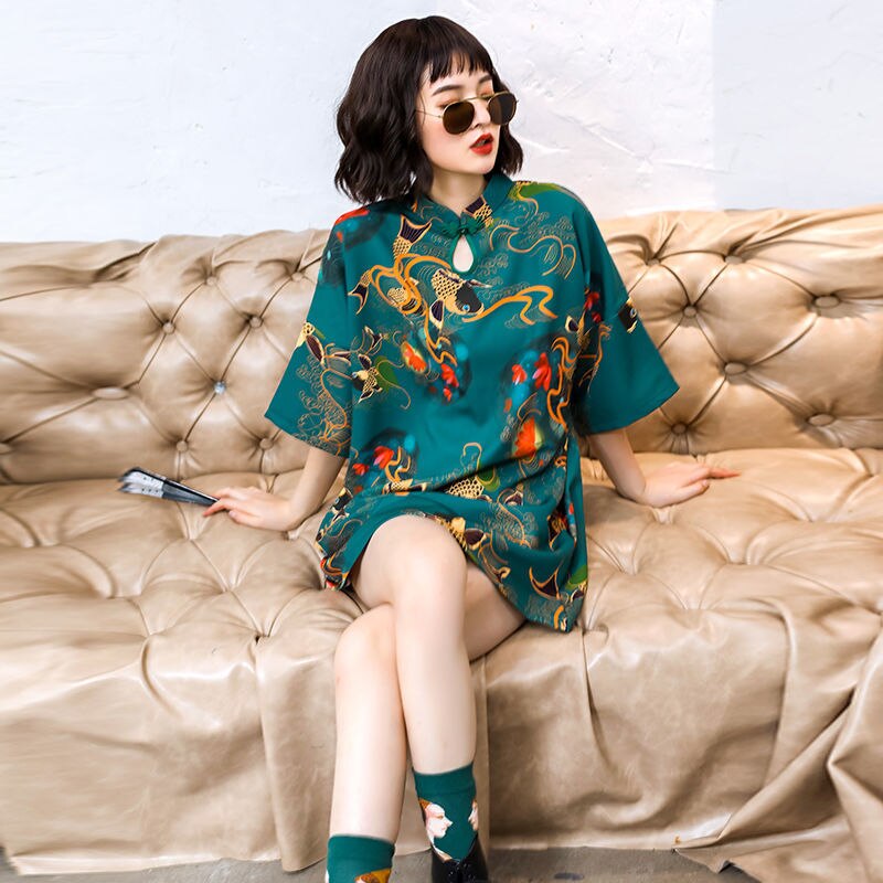 Modified Qipao Modern Cheongsam Chinese Dress Orient Short Sleeve Off Shoulder Summer Dresses For Women Sexy Party Gown