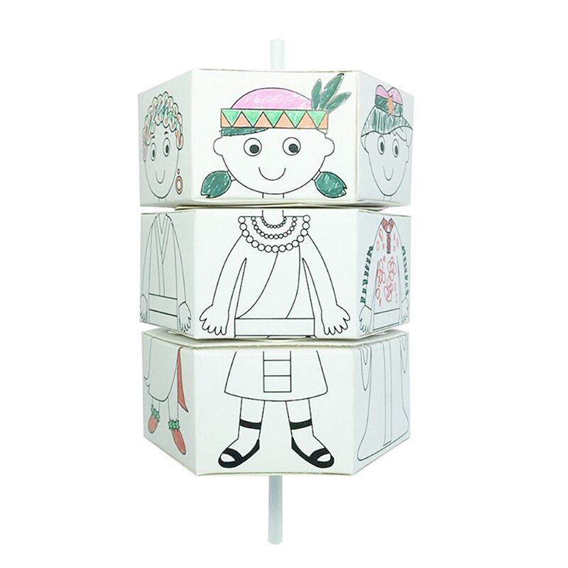 Baby Ambachtelijke Speelgoed Roterende Diy Papier Bijpassende Rotatie Omkleden Pop Creatieve Handwerk Puzzel Kleuterschool Speelgoed Voor Kinderen