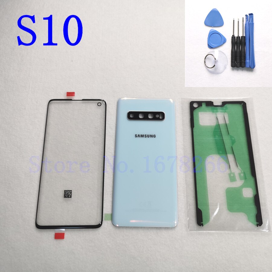 SAMSUNG Galaxy S10 Plus S10e S10 G970 G973 G975 G973F Front Touch Panel Outer Lens + Rear Battery Door Back Glass Housing Cover: S10 white