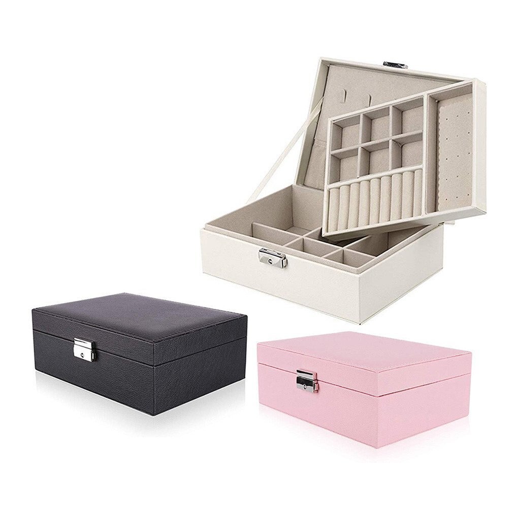 Exquisite Jewelry Box Women Leather Packaging Necklace Rings Earrings Bracelet Storage Organizer Display Boxes Case
