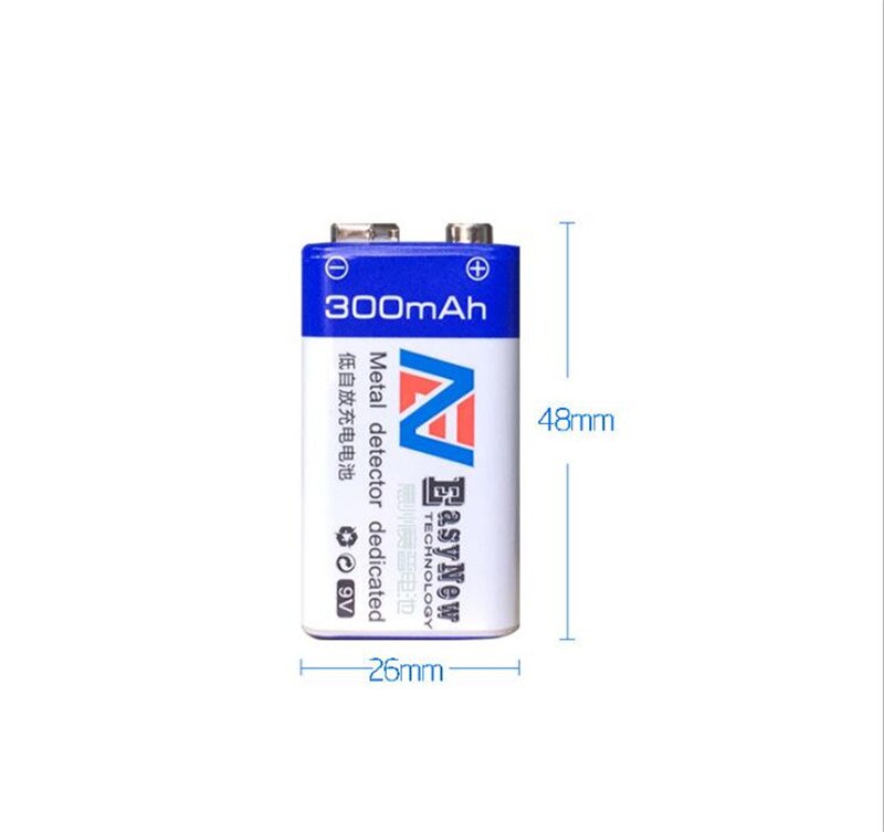 9V 6F22 300mAh NI-MH Rechargeable Battery + 9V High Current Smart Charger: White