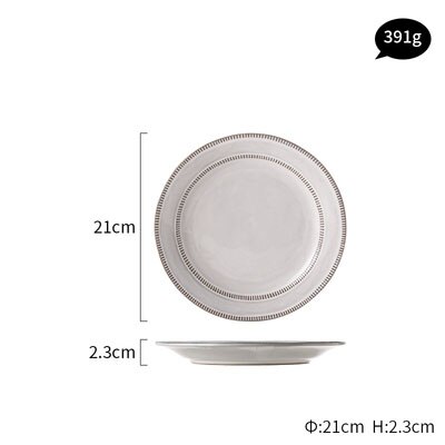 KINGLANG Plates Art Retro Dishes Ceramic Pottery Dinner Steak Plates Blunch Dish For Wedding Party Plates: Milk S