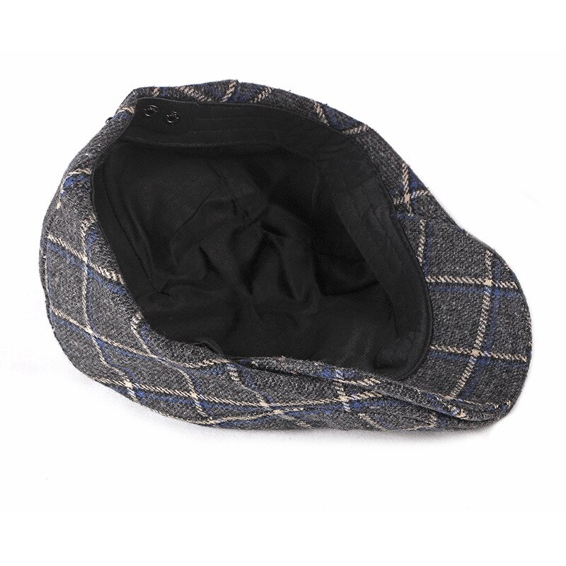 Gorro de boina estilo Retro para hombre y mujer, boina con visera de pintor, a cuadros, en espiga plana, Otoño e Invierno