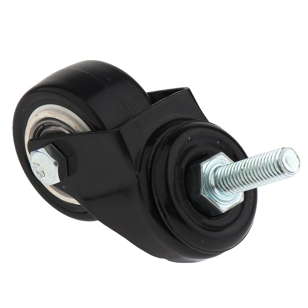 Ruedas giratorias de alta resistencia para muebles, carrito con vástago de rosca larga, color negro, 1,5 pulgadas