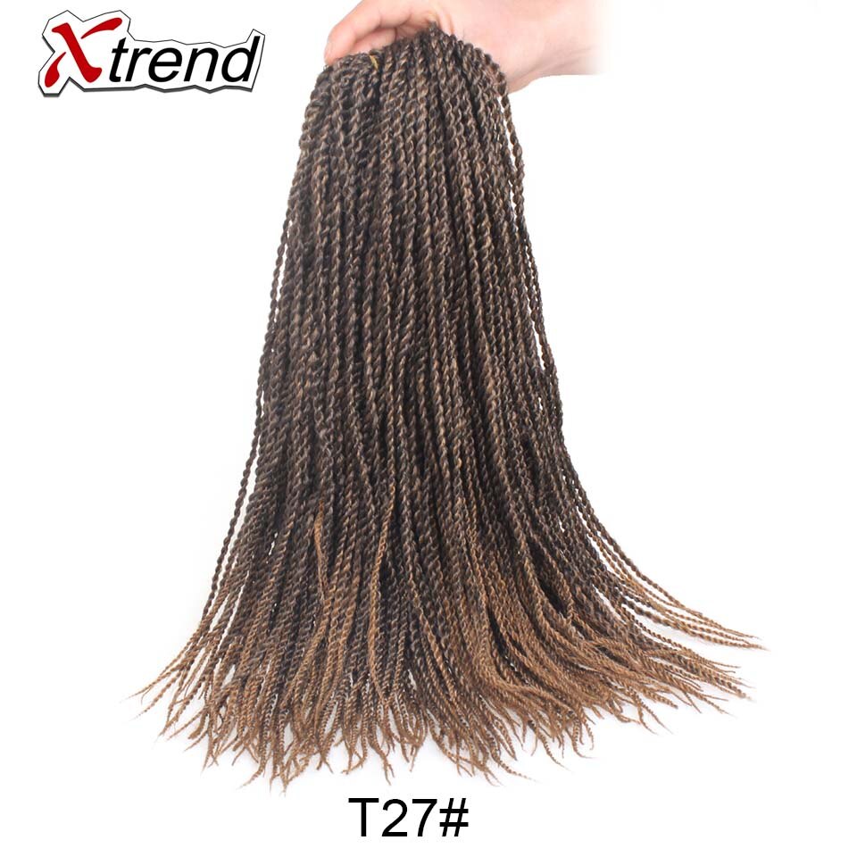 Xtrend senegalés giro Crochet trenza sintética extensiones de cabello 16 pulgadas 60 hilos por paquete Ombre negro marrón giros trenzas: 9 unids/lote