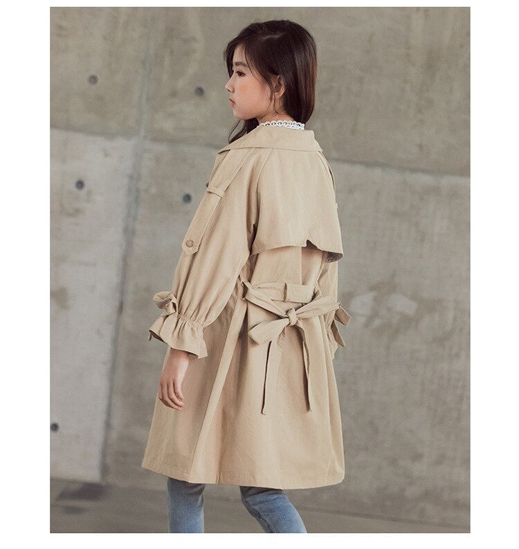 Ropa de otoño para niños nueva Casual Trench Coat High-grade niños prendas de vestir exteriores 4 6 8 10 12 años niñas chaquetas largas