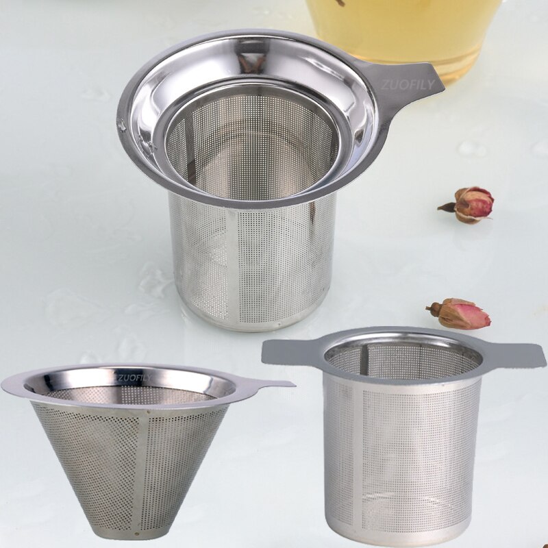 Double Handle Tea Leak 304 Stainless Steel Tea Infuser Fine Mesh Coffee Filter Teapot Cup Hanging Loose Leaf Tea Strainer