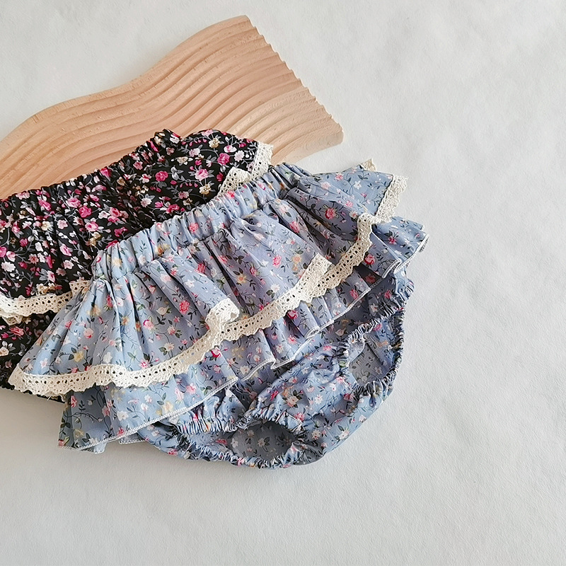 Babyhug 100% Cotton Knit Floral Printed Bloomers Pack of 3 - Dark Pink White & Aqua Blue