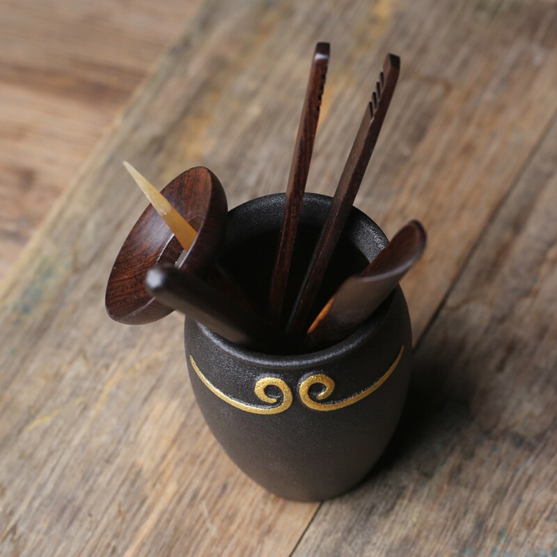 GY Zhizunbao Sun Wukong gran Salvia seis caballeros viaje al oeste de madera negra utensilios para ceremonia del té contenedor de té de cerámica de Bambú