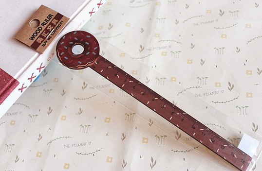 1 stk tegning kawaii lineal mad dessert donut form træ lige lineal skole kontorpapir 15cm maleri