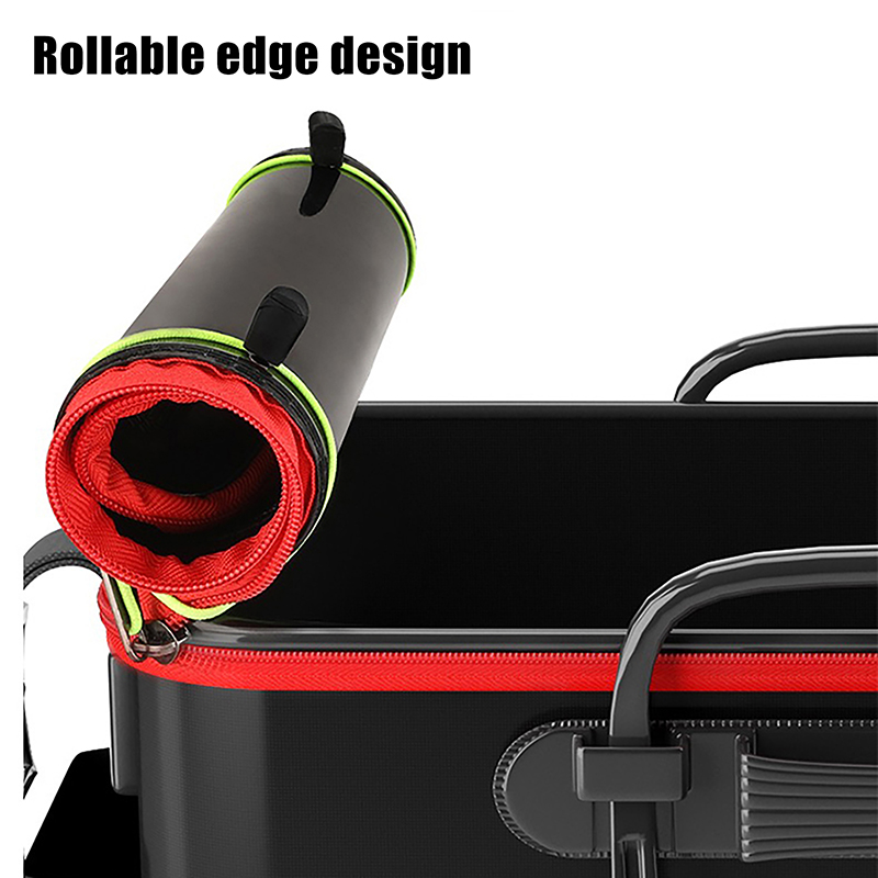 Cubo de pesca plegable, cubo para peces vivos, cubo de pesca portátil multifuncional, caja de pescado, mochila gruesa EVA, caja de pesca