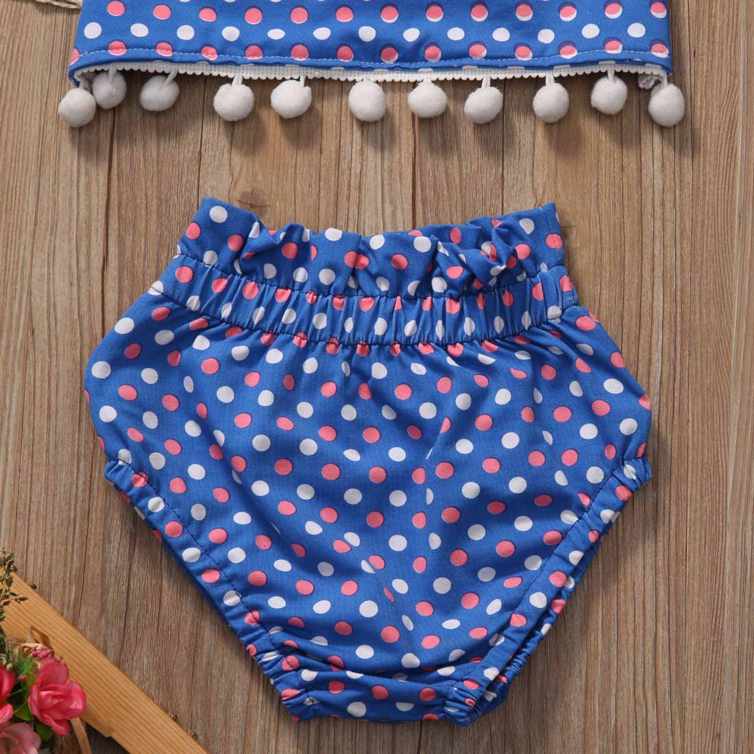 Summer Beachwear sets Girls Swimsuits Swimwear Swimming Tassels Tops Polka Dot bottoms Set Clothes Kid Top Shorts Outfit Suits