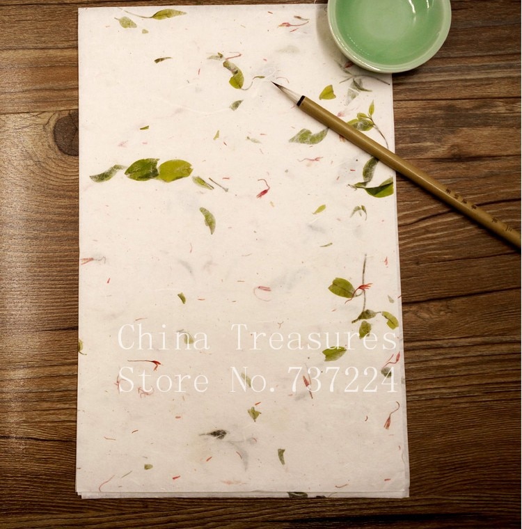 40 ark lille størrelse håndlavet kinesisk kalligrafipapir fiber xuan papir brevpapir xuan zhi håndværk papir blomster og teblade