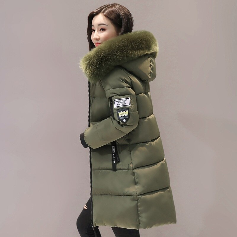 Parka femmes hiver manteaux Long coton décontracté fourrure à capuche vestes femmes épais hiver Parkas femme pardessus manteau MLD1268: Vert armée / S