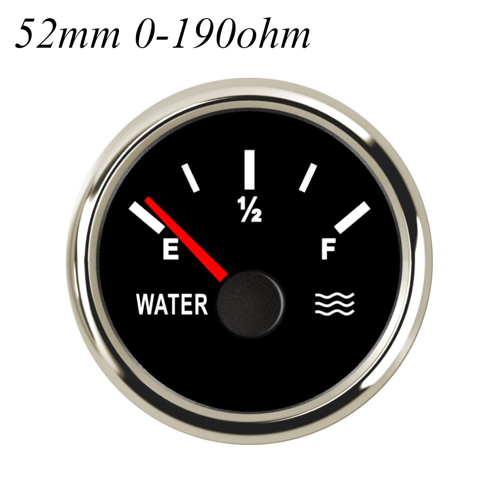 52mm vanntette marine vannstandsmåler 0-190 ohm rustfritt stål båt vanntank nivå indikator måler jolle tilbehør 9-32v: Bs  0-190 ohm