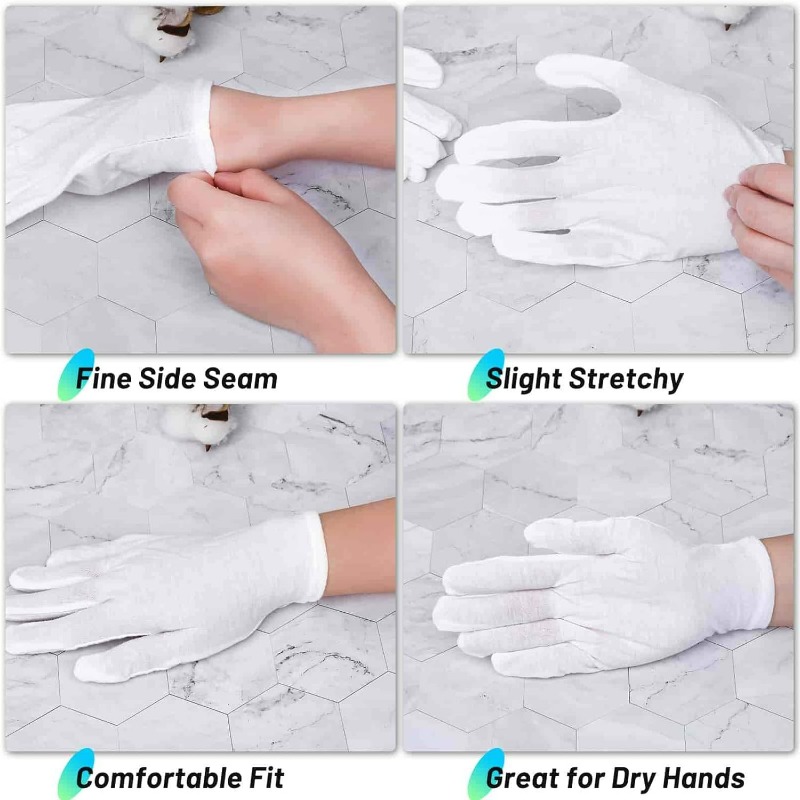 Beschermende handschoenen met hoge stretch Beschermen de hand Witte handschoen Dermatitis Eczeem Sokkels Vermijd stoornissen Katoenen wanten Reinigingsgereedschap