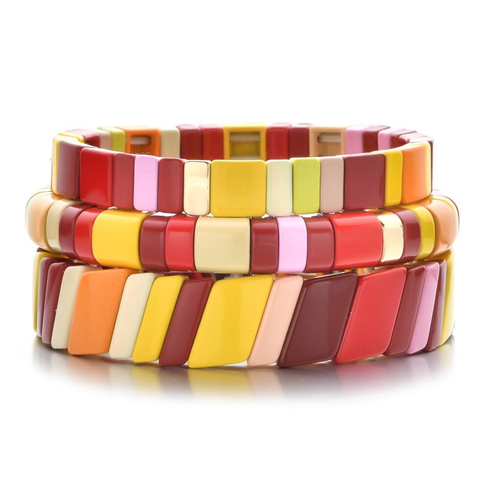 DIY Beads Enamel Tile Bracelet Pulseras Mujer Moda 2022 Bracelets Jewelry Women Bileklik Boho Rainbow Armband: A2