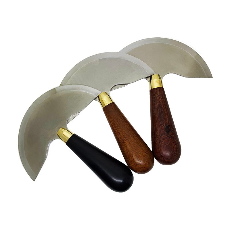 Couteau artisanal en cuir à demi-lame ronde