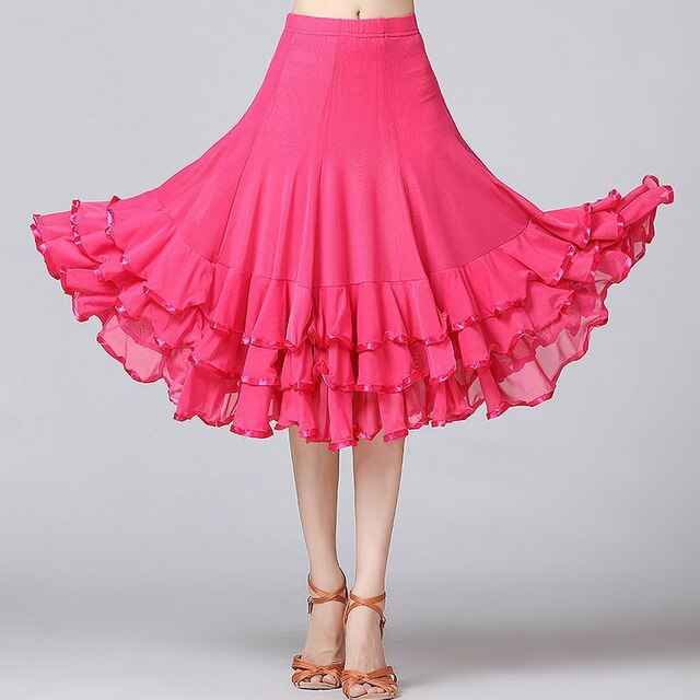 Lady Ballroom Dance Skirts Female Waltz Modern Dancing Skirts Tango Performance Costume National Standard Dance Skirts: pink