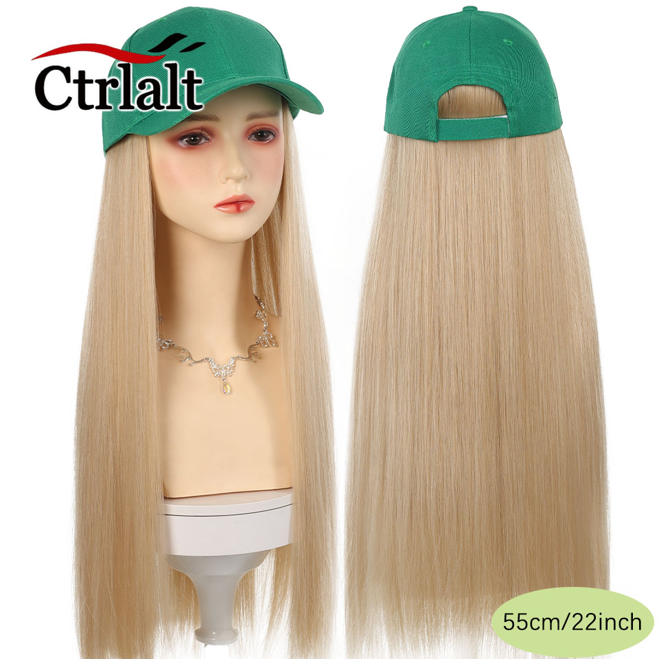 Casquette de Baseball longue et droite, perruque synthétique avec Extensions de cheveux pour femmes, chapeau réglable avec perruque attachée, postiche longue: FS1B/99J