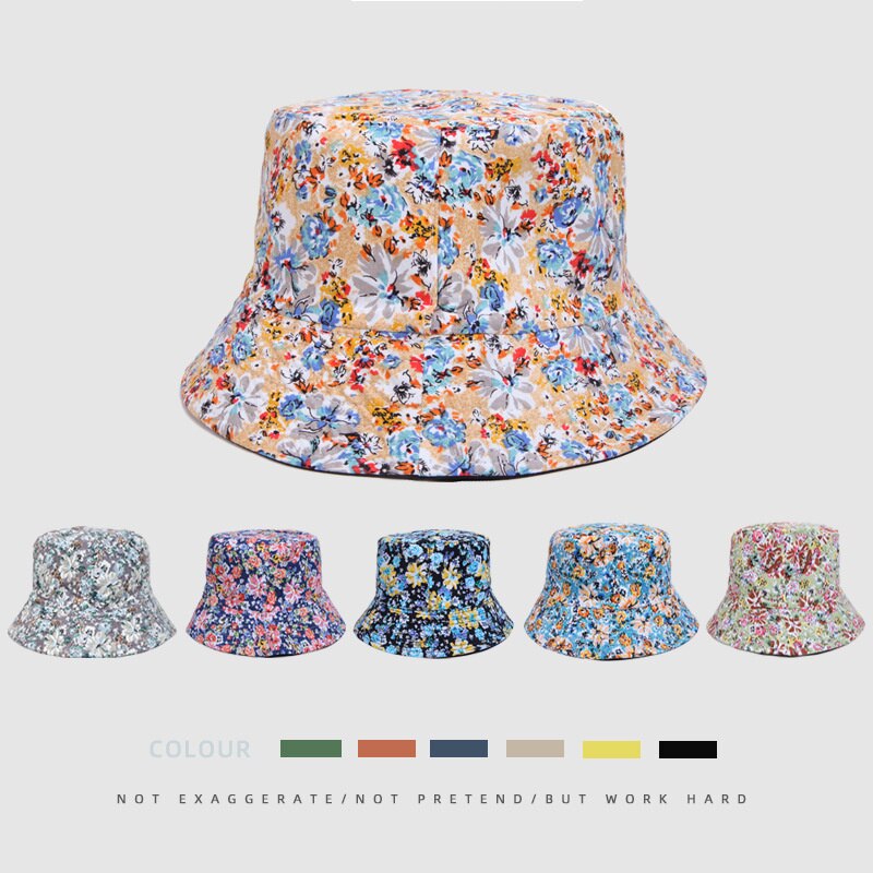 Gorros de pescador reversibles con estampado Floral para hombre y mujer, protector solar, de algodón, doble cara, antisol