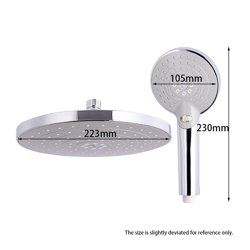 ABS Plastic Chrome Finished Round Adjustable Rainfall Bath Showerhead Combo Bathroom Top Shower Head Set