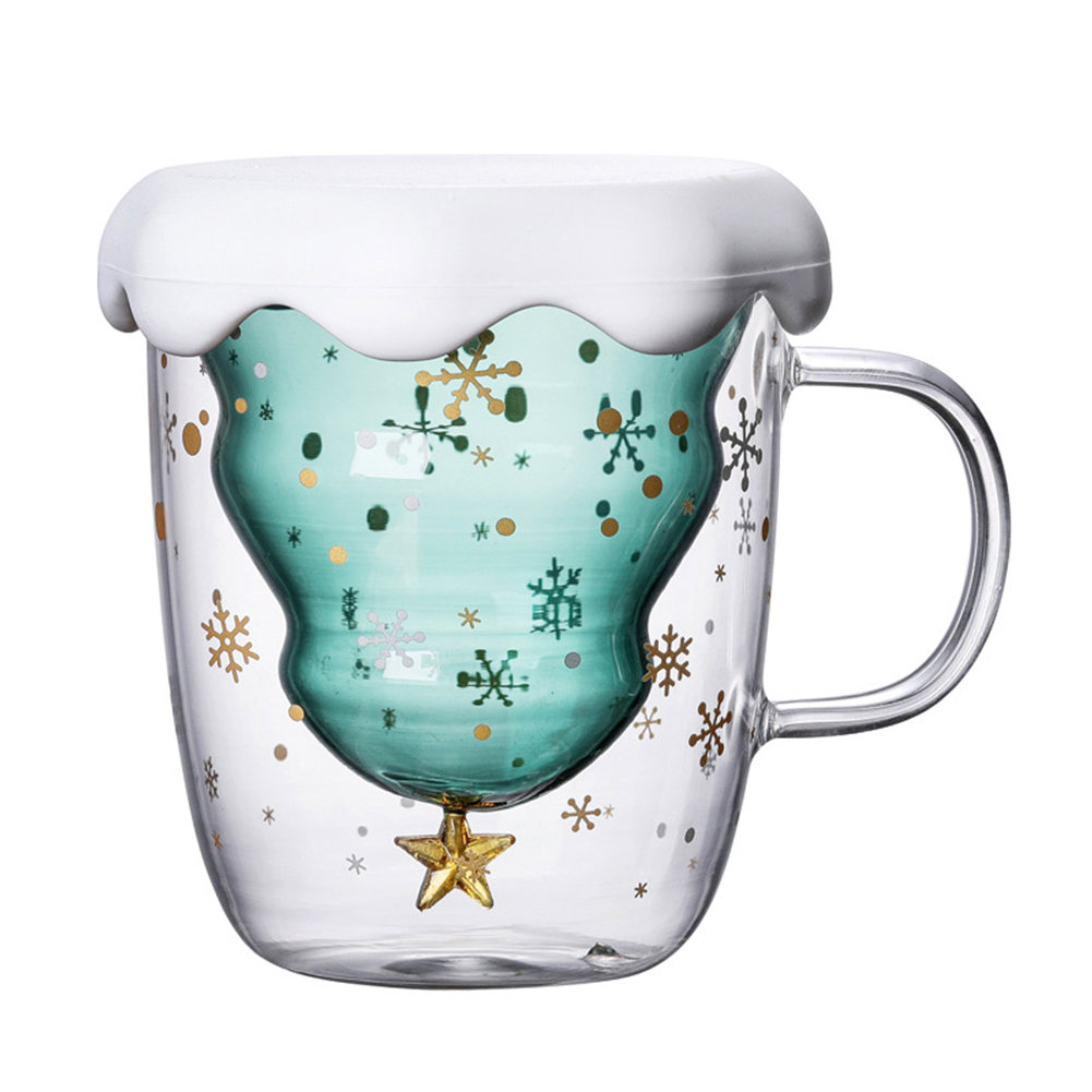 300ml jul värmebeständig dubbelvägg te kaffe glas kopp mugg drinkware xmas tree hushåll köks kopp