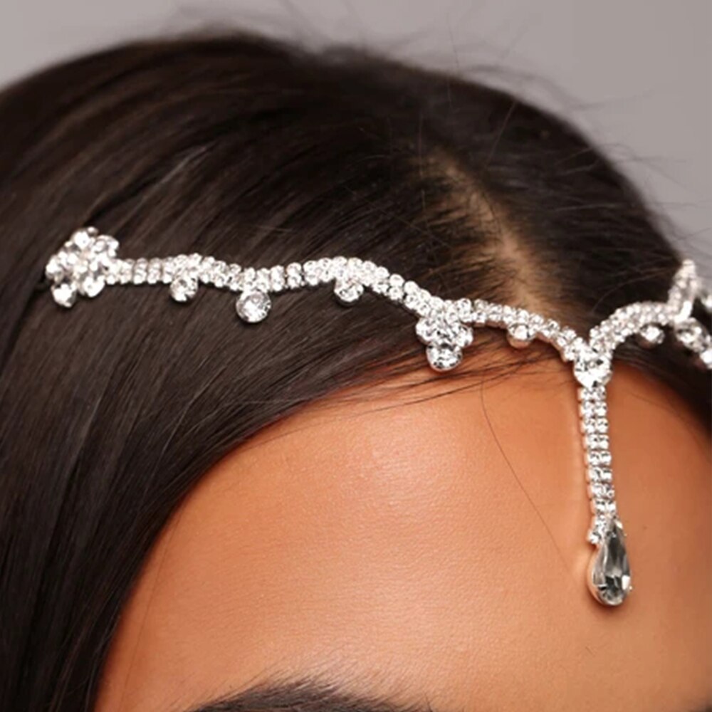Stonefans – pendentif indien en cristal, chaîne frontale, bijoux, diadème, tête de mariée, cheveux, accessoires,
