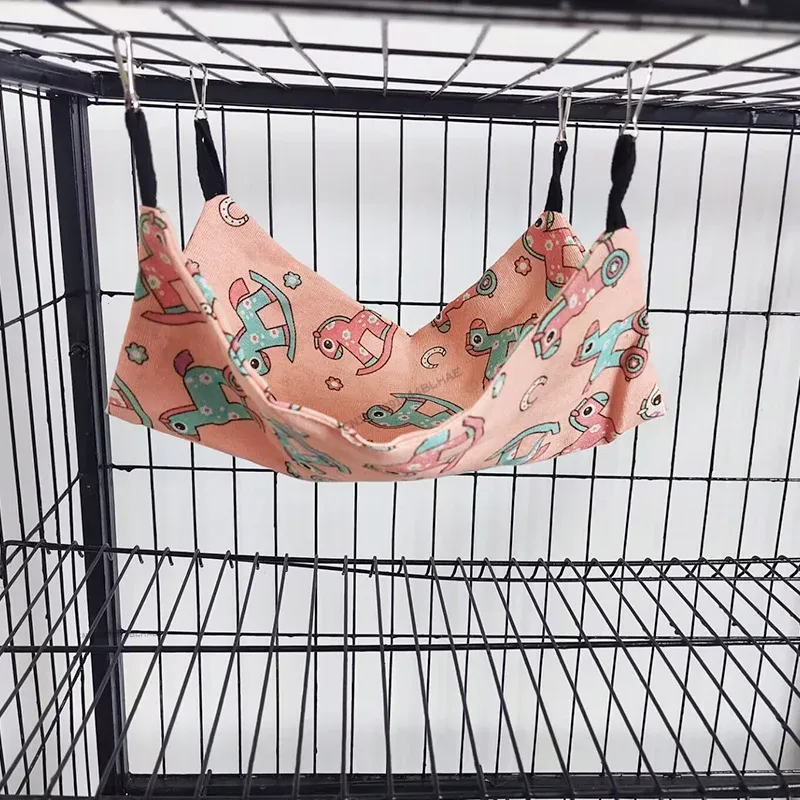 Hamac en peluche pour Hamster, petit Animal, Double couche, sac de couchage épais, nid pour animaux de compagnie, Rat, écureuil, Cage suspendue pour maison: M / Kaki foncé