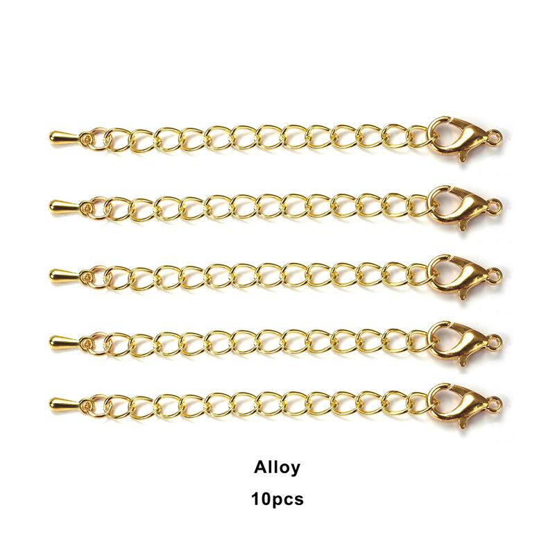 5/10/100pcs/Lot Stainless Steel Extended Extension Tail Chain Lobster Clasps Connector For Bracelet Necklace Jewelry Making: Orange