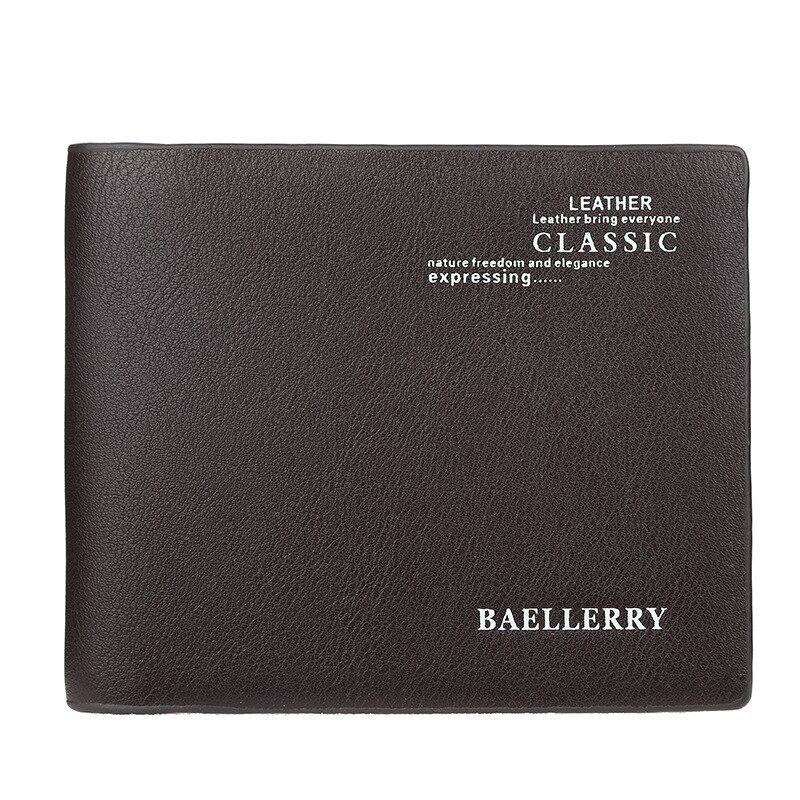 Baellerry Business Wallet Soft Leather Men's Short Slim European and American Multi-Card Plaid Wallet Youth Card Bag