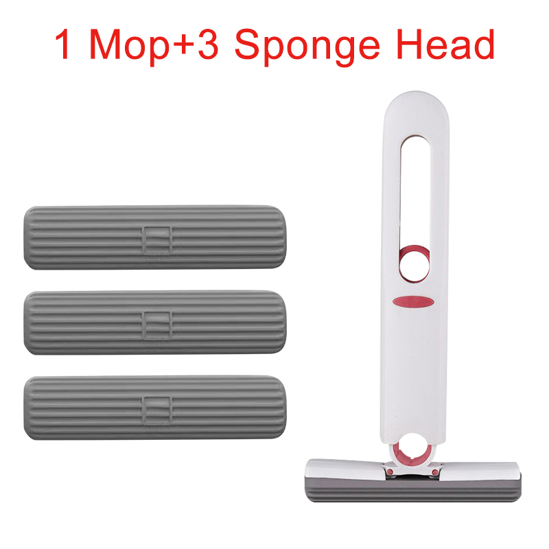 Draagbare Mini Spons Mop Handvrij Wassen Opvouwbare Zelf Knijp CleaningMop Nat En Droog Gebruik Super AbsorbentMop Voor Badkamer Keuken: YELLOW
