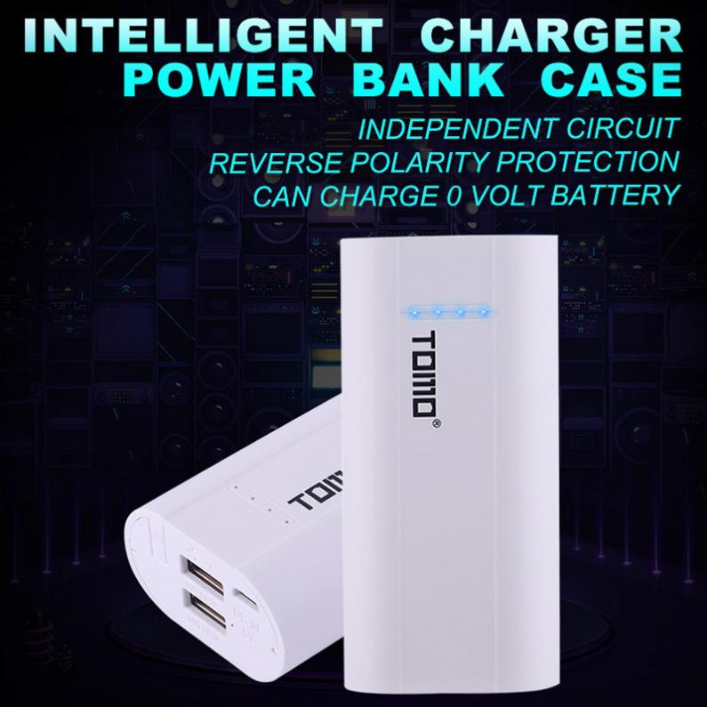 TOMO P2 USB Li-ion Intelligent Battery Charger DIY Mobile Power Bank Case Support Dual 18650 Batteries and Outputs for Phone