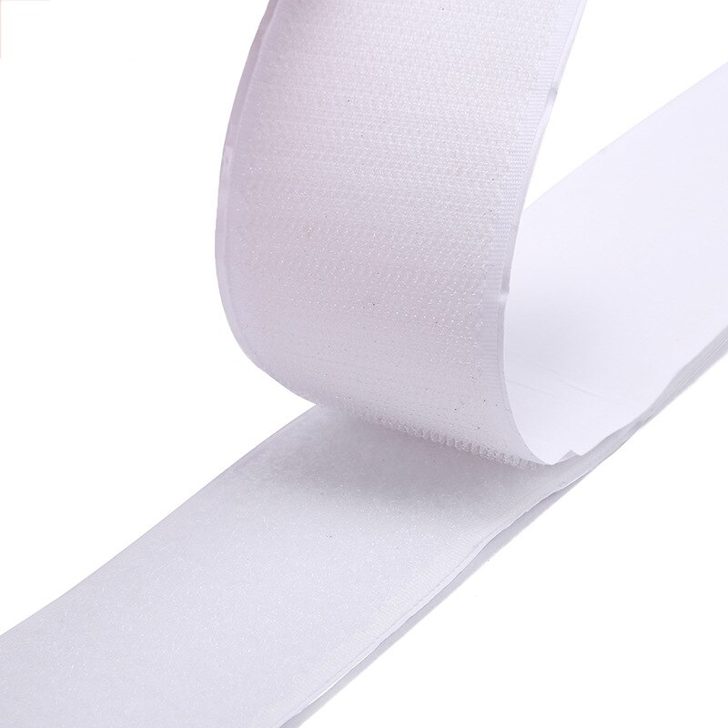 1M/5 M/pairs Sterke Zelfklevende Haak Lus Sluiting Tape Nylon Sticker Magic Klitband Patch Klittenbandsluitingen Lijm Met lijm Voor Diy: White / 5M