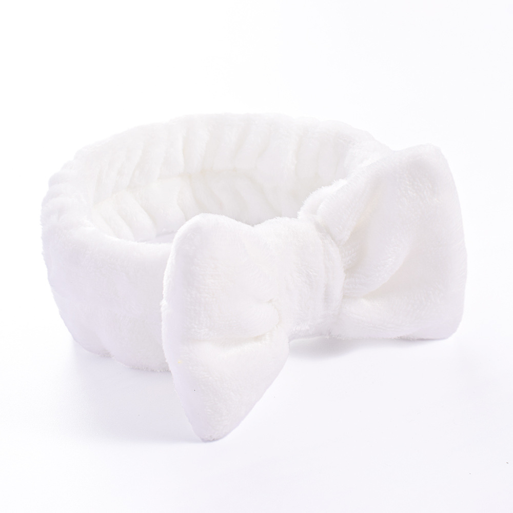 Diademas para el pelo para lavar la cara, diadema con lazo de lana Coral suave y cálida para mujeres y niñas, turbante, accesorios para el cabello de: Blanco