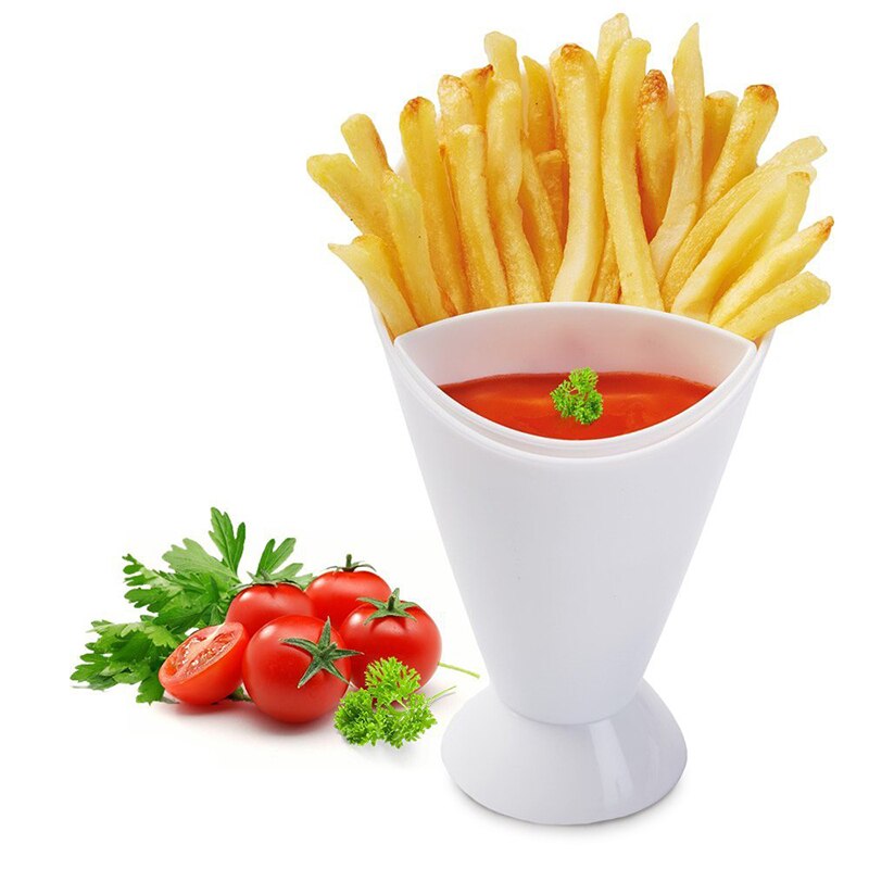 Assortert saus ketchup syltetøy dyppe kopp bolle pommes frites kjegle salat dypping kopp retter potet verktøy kjøkken tilbehør hjem